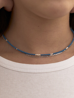 LOVE SKINNY BEADS NECKLACE BLUE