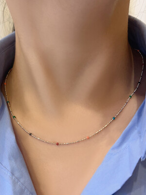 [92.5 silver]color pop chain necklace