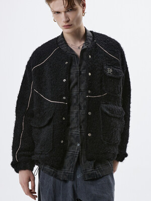 REFLECTIVE LINE FUR JACKET - BLACK