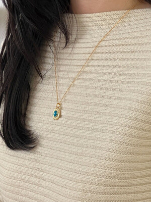 oval necklace (black/blue) (gold/silver)