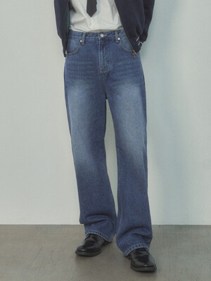 P10024 Washed straight denim_Dark blue