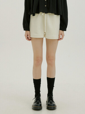 WOOL BANDING SHORTS - IVORY