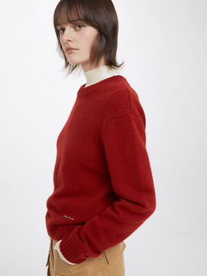 Cropped Basic Knit in Red VK3WP150-63