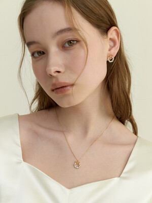 [단독][SET] ribbon heritage earring & necklace - gold