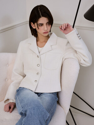 Classic Wool Herringbone Jacket [Ivory]