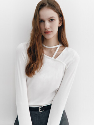 Asymmetric Neckline T-shirts OFF WHITE