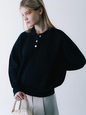 Air Wool Over-Fit Collar Knit Navy