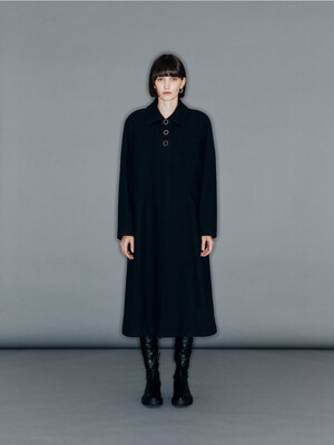 SABIK Raglan sleeve oversized wool coat Black