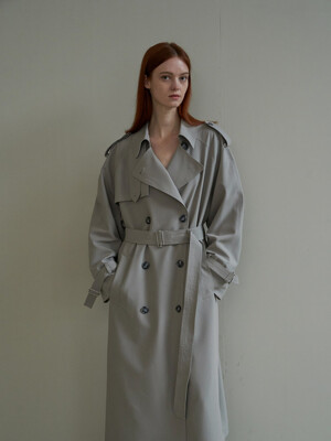 Soft Oversized Trench Coat Gray