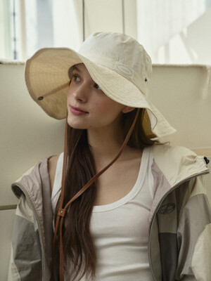 Leather strap safari bucket hat_5color