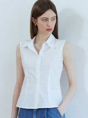 Stick sleeveless shirts - white