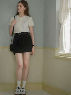 Outpocket cotton skirt_Black