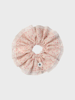 FLORAL CHIFFON FRILL SCRUNCHIE (RED)
