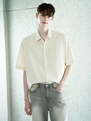 DM1020 SUMMER COTTON HALF SHIRTS_BEIGE