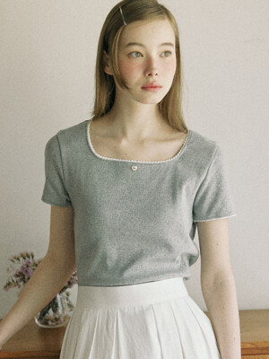 French Lace T-shirt - Melange Grey