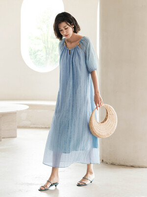 LS_Summer puff sleeve dress