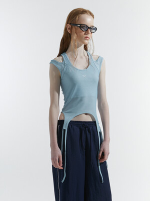 MASH LAYERED SLEEVELESS, SKY BLUE