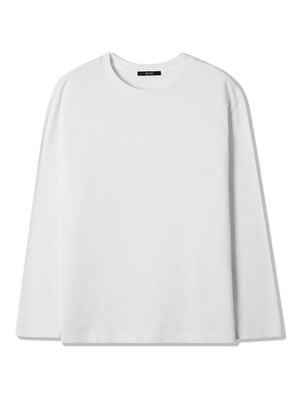 남성 변형조직 긴소매 베이직 티셔츠 (O-WHITE) (HA9LT01-33)
