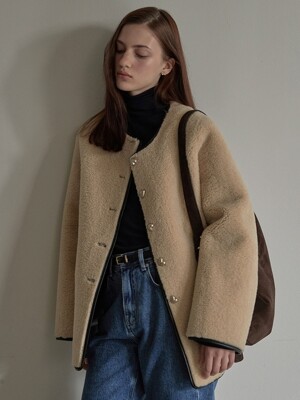 Shearling mustang half coat - Beige
