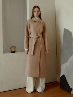 ARTEMIS Minimal Cashmere Wool Coat_Creamy Camel