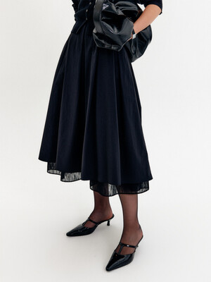 아일라 롱 플레어 스커트_블랙 / AYLA LONG FLARE SKIRT_BLACK