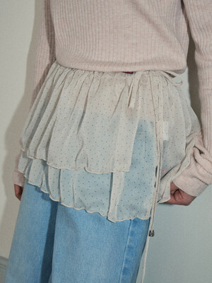 Dot shirring wrap skirt_Ivory(O25-SK04)