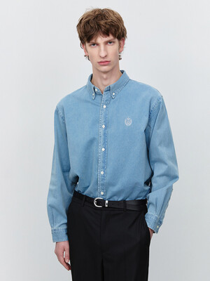 UNISEX CLASSIC BOYFRIEND DENIM SHIRT LIGHT BLUE_M_UDSH5A102B1