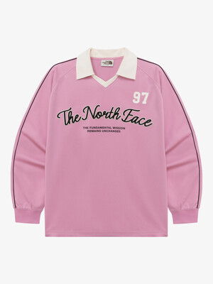 NT7TR04L 화이트라벨 TNF 크루 칼라 긴팔 티_LIGHT PINK