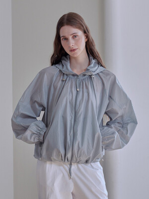 LIGHT SHIRRING WINDBREAKER (BLUE-GREY)