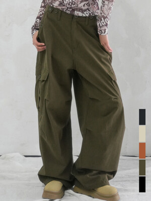 Enter Wide Cargo Cotton Pants - 5COL