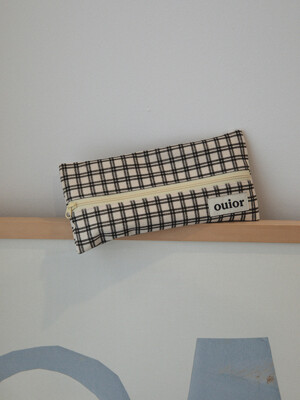 ouior flat pencil case - modern black (middle zipper)