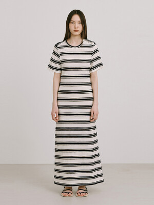 Stripe Jacquard Knit Dress_Cream