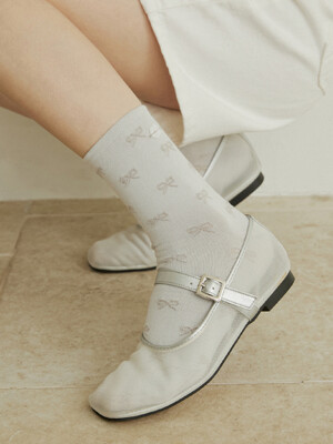 Ribbon pattern cloud charm socks - 3color