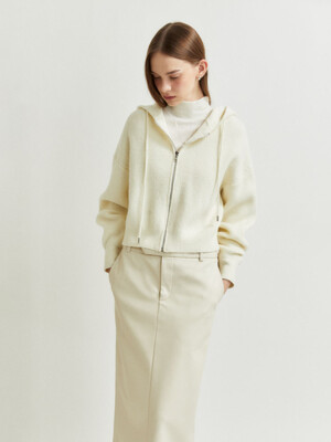 [리퍼브]ARIN Zip-up Hooded Knit Cardigan_Ivory