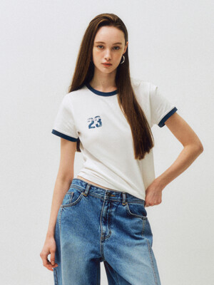 Number 23 Citta Ringer T-shirt_CTT374(White)