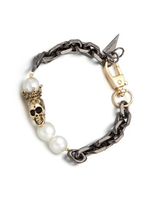 Alpa Pearl Crown Skull Chain Bracelet
