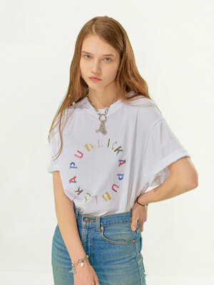 OVER-FIT MULTI COLOR LOGO T-SHIRT - WHITE