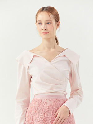 ELLIE V-neck blouse (Black/Pale pink)