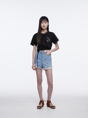 [FAKEMAMA x R.SHEMISTE] Layered denim shorts_light blue