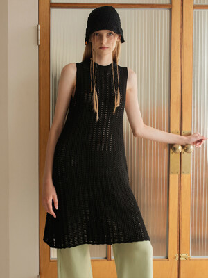 Crochet Knit Dress [BLACK]