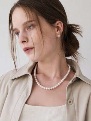 실버 진주 목걸이 (silver ball pearl beads necklace)