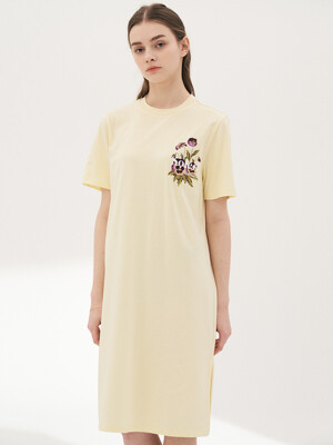 Standard Pansy Flower Long Dress[L/YELLOW]