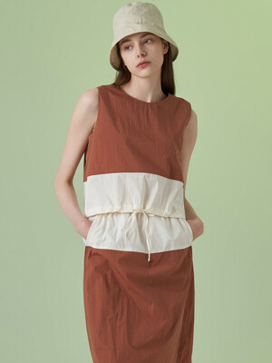 Women Easy Twotone Top_Brick