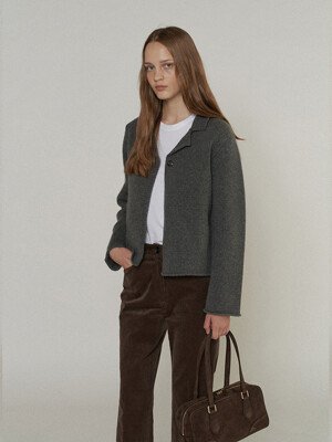 Naomi Wool Knit Jacket in Grey