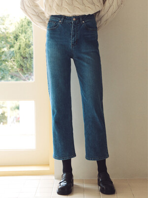 High-rise Straight Warm Jeans_M.BLUE