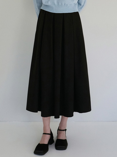 스커트 - 얀13 (YAN13) - WAVE FLARE SKIRT_BLACK