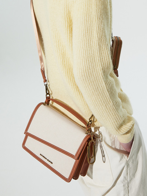 크로스백,크로스백 - 세러데이일레븐 (SATURDAY-ELEVEN) - NO.43 HANDLE CROSS BODY BAG _ BROWN IVORY