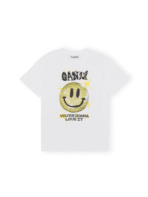 BASIC JERSEY SMILEY RELAXED T-SHIRT T3356 BRIGHT WHITE