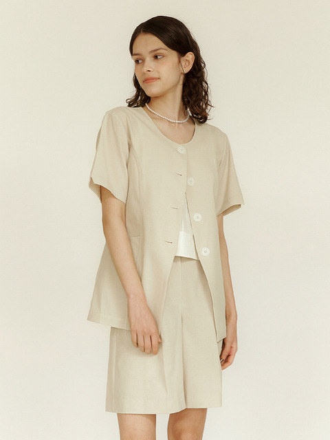 티셔츠,아우터 - 이슈넘버 (ISSUE NUMBER) - 1.61 Summer set-up jacket (Beige)