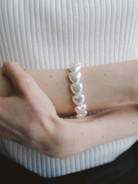 주얼리,주얼리 - 포틀 (Fotl) - [Silver925,Glass,핵진주]Heart pearl bracelet